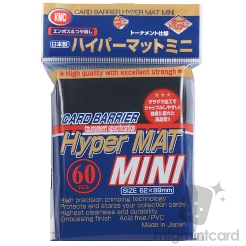 KMC 60 card sleeves deck protectors - Mini Hyper Matte - Black (New Design) - 001584