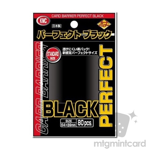 KMC 80 Standard Sized card sleeves deck protectors - Perfect Black - 001744
