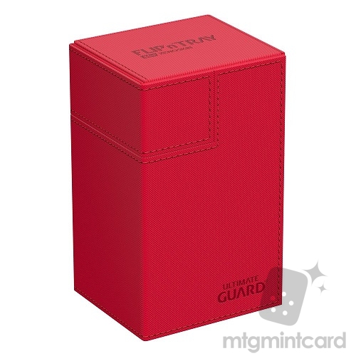 Ultimate Guard 80+ Xenoskin Flip n Tray Deck Case Box - Monocolor Red - UGD011220