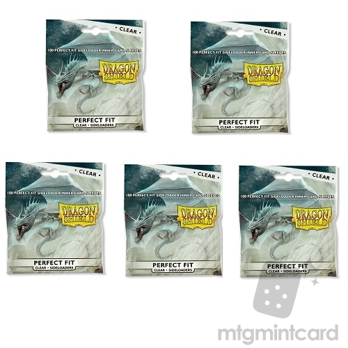 5 x Dragon Shield 100 - Perfect Fit Deck Protector Sleeves - Clear Sideloaders - AT-13101