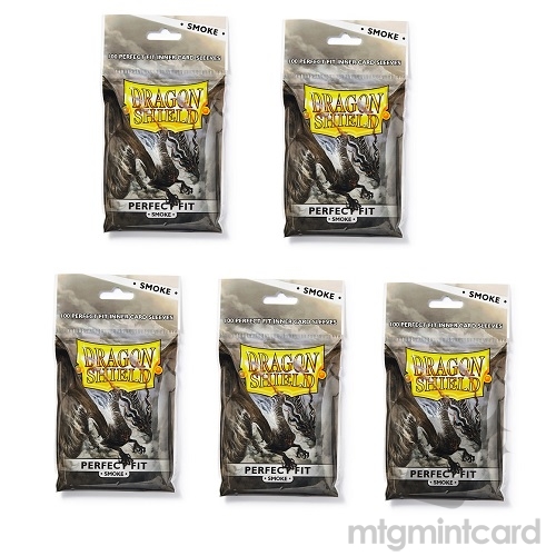 5 x Dragon Shield 100 - Perfect Fit Deck Protector Sleeves - Smoke - AT-13023