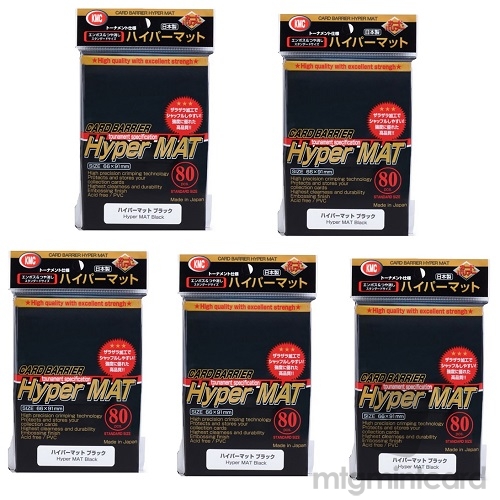 5 x KMC 80 card sleeves deck protectors - Hyper Matte Black (New Design)