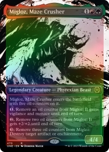 Migloz, Maze Crusher (Ichor Borderless) (Step-and-Compleat Foil)