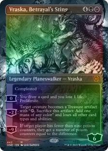 Vraska, Betrayal's Sting (Borderless) (Step-and-Compleat Foil)
