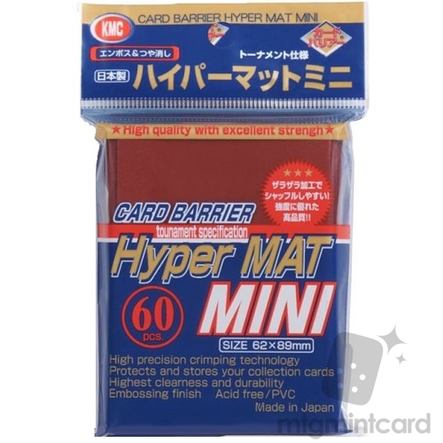 KMC 60 card sleeves deck protectors - Mini Hyper Matte - Red (New Design) - 001607