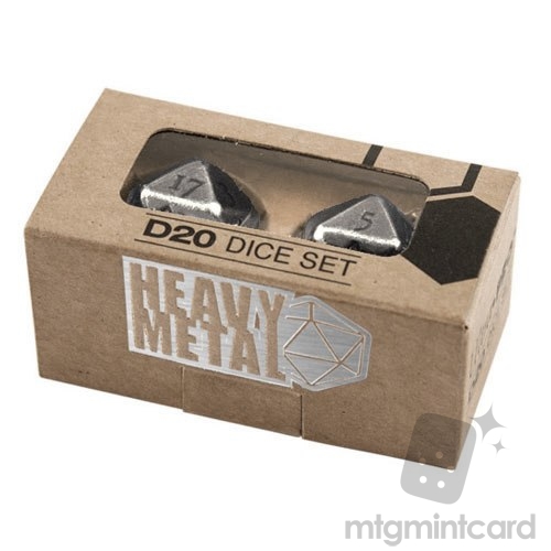 Ultra PRO Dice - 2-Dice Set Heavy Metal (D20) - Chrome - 84900