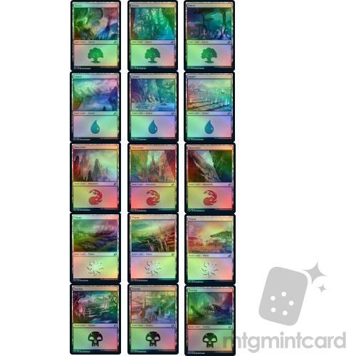 15 Foil Ikoria: Lair of Behemoths IKO Complete Basic Land Set
