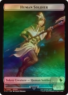 Human Soldier (001) (Surge Foil) // Hero Token (033) (Surge Foil)