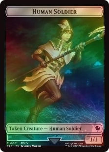 Human Soldier Token (001) (Surge Foil) // Hero Token (032) (Surge Foil)