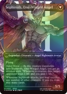 Sephiroth, Fabled SOLDIER (Borderless) (Surge Foil) // Sephiroth, One-Winged Angel (Borderless) (Surge Foil) (527)